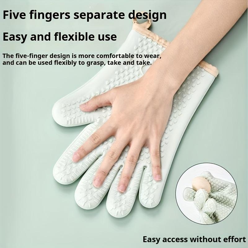 2pcs Set, A Pair of Thickened Heat-Resistant Oven Mitts, Non-Slip Silicone Gloves, Breathable Kitchen Oven Mit