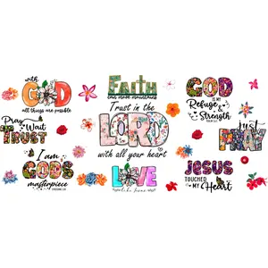 Uv Dtf Cup Wrap Scripture Faith Pray Trust the Lord 156