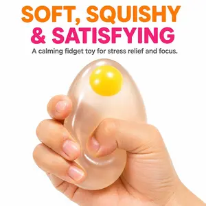 Viral Clear Egg Yolk Squishy Fidget Toy - Satisfying ASMR Squeeze Stress Ball Sensory Toy for Anxiety Relief, ADHD, Focus & Office Desk Relaxation
