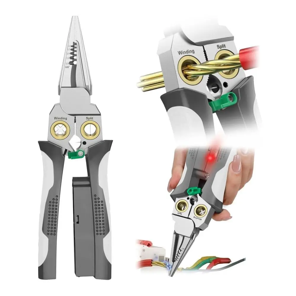 8 in 1 Wire Stripper, Multifunctional Wire Stripper, Cable Scissors, Voltage Tester Pliers, Wire Judgment AC DC