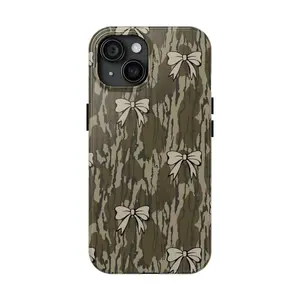Coquette Camo Bow Phone Case – Trendy Cute Camouflage Cover for Girls