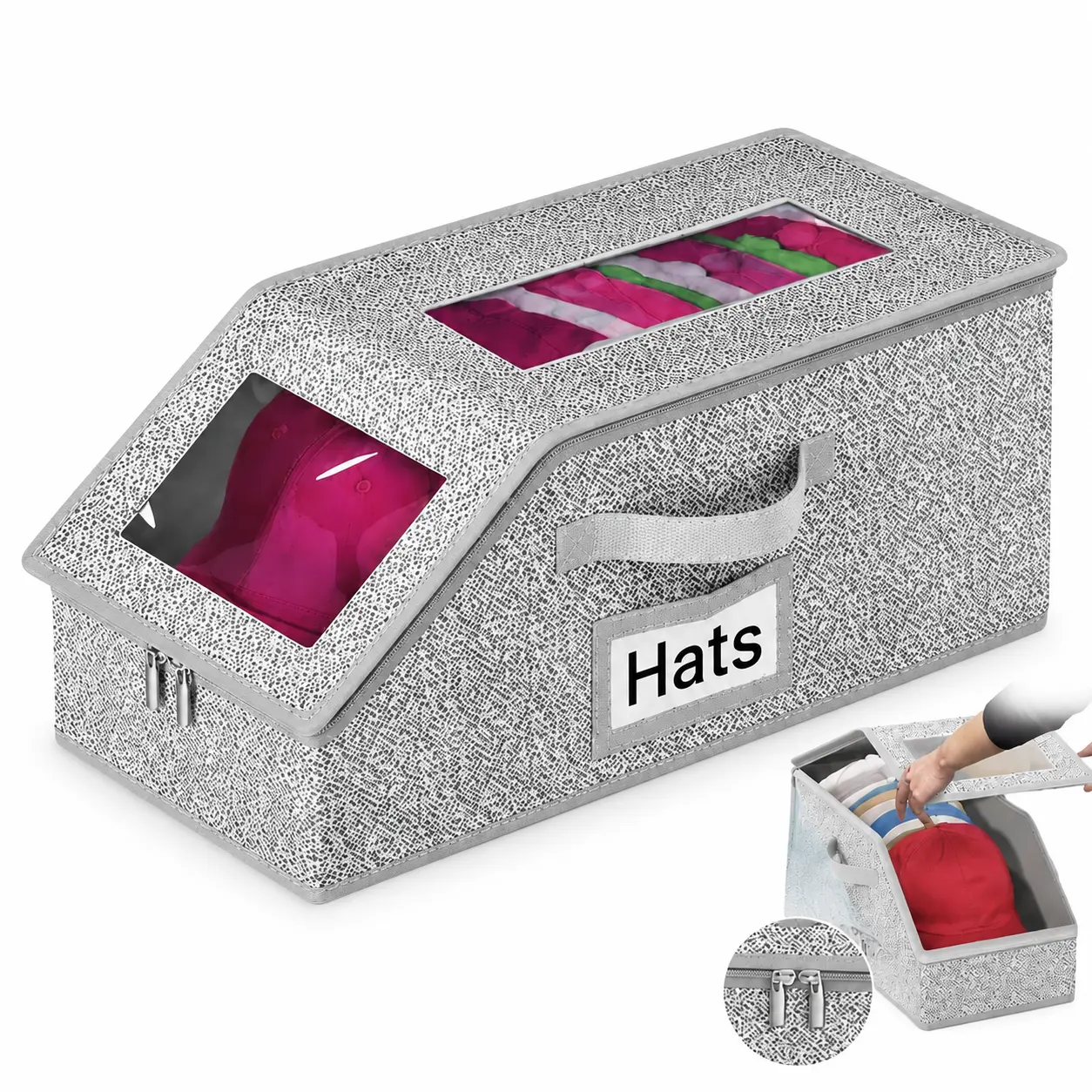 1-Piece Durable Cardboard Stackable Cap Organizer Box, for Collecting Baseball Caps in Bedroom Wardrobes, Holds Up to 24 Hats, Classic Simple Style, Space-Efficient Closet Storage Accessory
