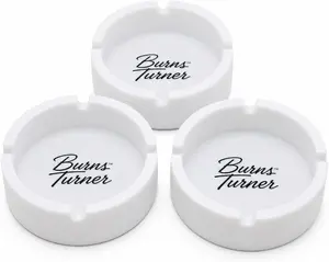 Burns Turner Glow Series Decorative Ashtray 3-Pack, Durable Silicone, Heat Resistant, Modern Design Home Decor Ornaments, Indoor & Outdoor Use (White)