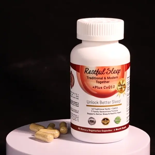 Natural Sleep Support Capsules with Chinese Herbs & CoQ10 | Relaxation, Calm Mood, Deep Rest, Night Recovery, Non-GMO, 60 Capsules