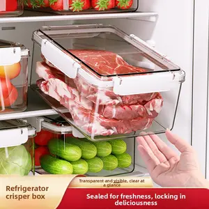 Food-Grade Square Fresh-Keeping Box for Refrigerator Fruit Kitchen Microwave Safe Transparent Sealed Container for Adults Heating Vegetables Frozen Meat outdoorfun