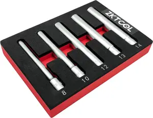 5PC Deep Metrichex Socket Set, 3/ 8-Inch Drive Deep Metric Socket Set 8-10-12-13-14MM Extra Long Deep 120MM