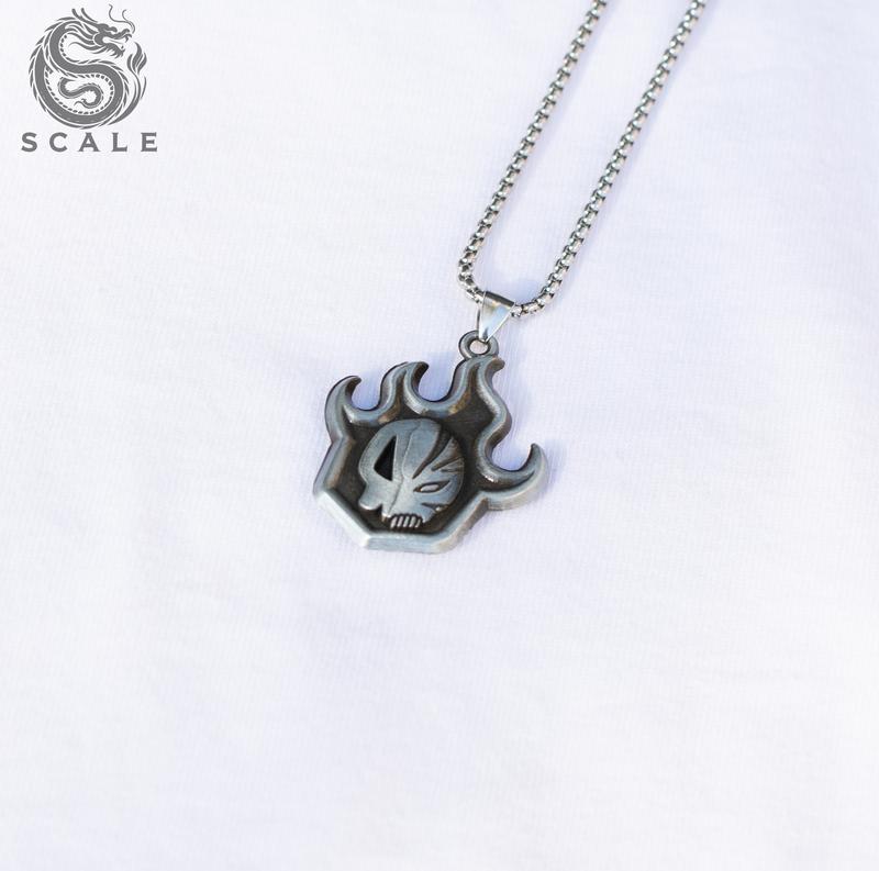 BLEACH Anime Hollow Mask Flame Pendant Necklace | Arrancar Cosplay Jewelry for Fans