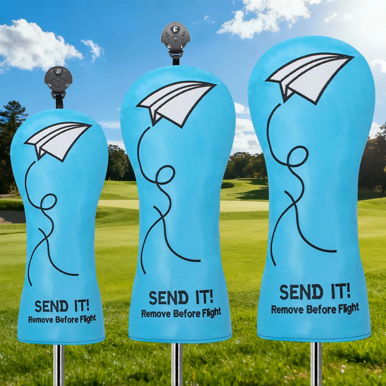Blue Golf Headcover, Playful and Adorable -And- Airplane Design, Stylish Golf Accessory for Golf Enthusiasts, Golf Gift