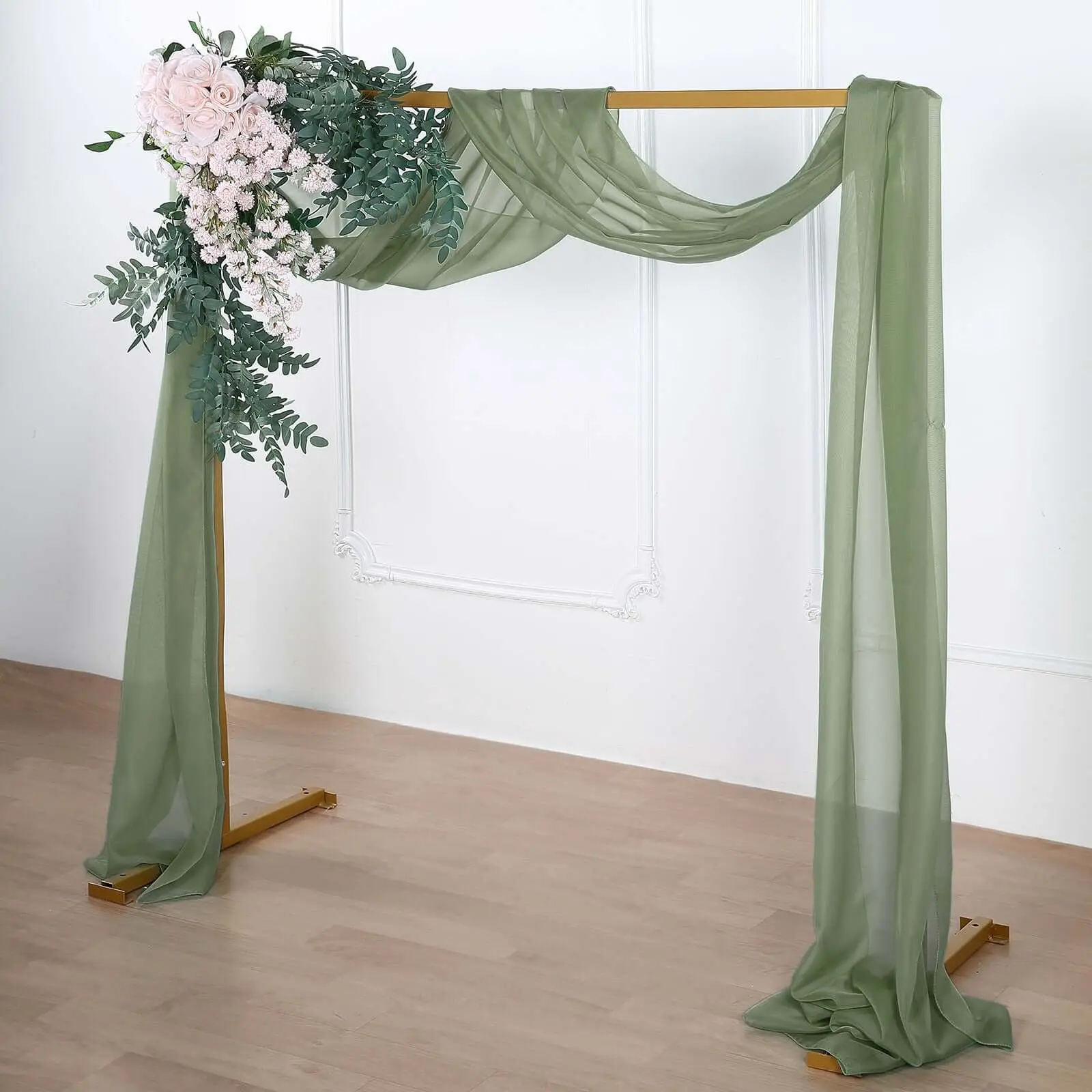 18ft Dusty Sage Green Sheer Organza Fabric - Wedding Arch Drapery, Home Decoration Curtain, Window Scarf Valance