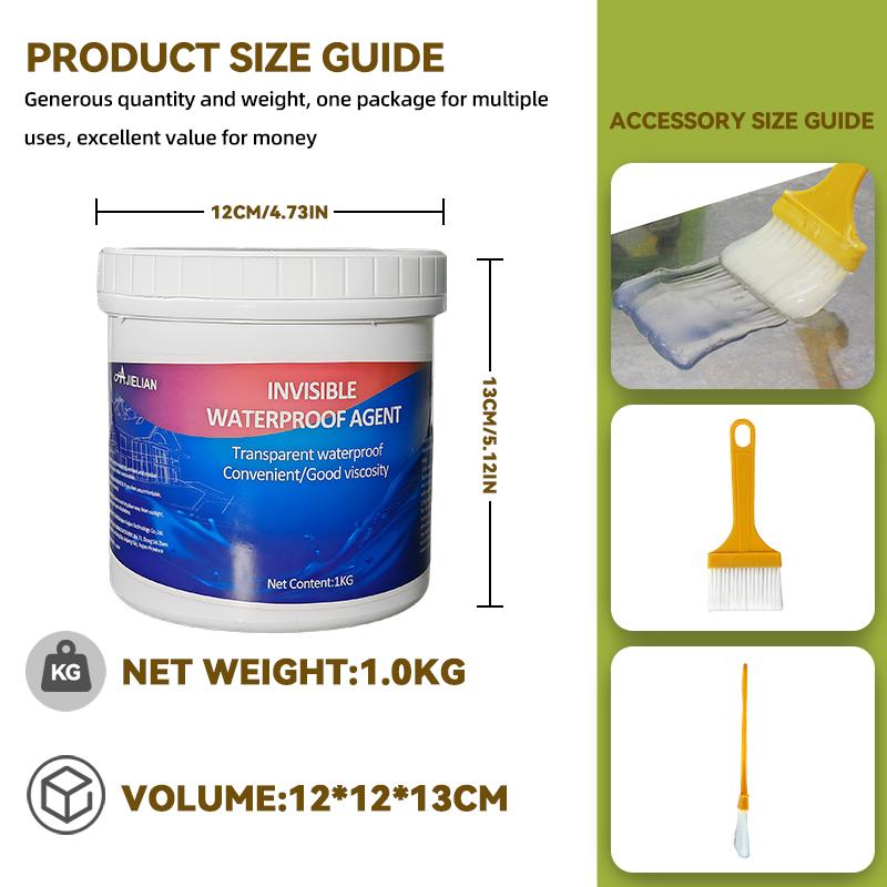 2000gWaterproof Glue.Easy to Apply Prevents Leakage Invisible Agent for Home Use with 2 Brushes
