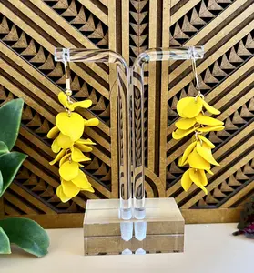 Mustard Yellow Petal Drop Dangle Earrings