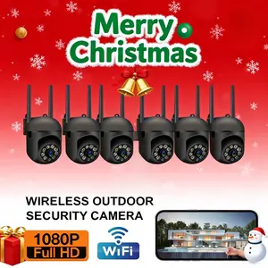 JIESUDA 6Pcs FULL HD 1080P WIFI Surveillance Camera Indoor & Outdoor 355° Intercom Home Security with Audio Recording & SD Card Support - Monitoring