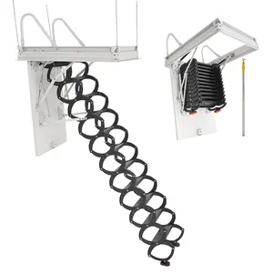 VEVOR Attic Ladder, 660LBS/299.4KG Capacity, Fits 8.5 to 9.4 ft Ceiling Height and 39.4 x 27.5 inch Opening Size, Alloy Steel Pull-Down Retractable Ceiling Stair with Pulling Rod for Attic Loft Roof