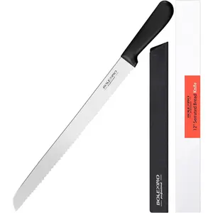 12 Inch Serrated Bread Knife for Homemade Bread, Stainless Steel Wide Wavy Edge Ultra Sharp Multi-Purpose Kitchen Knife Slicer for Cutting Crusty Breads Cake