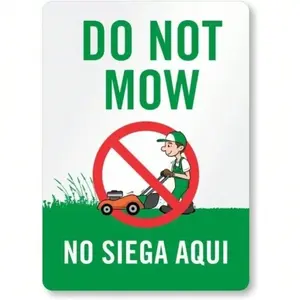 Aluminum Do Not Mow Sign 8x12 Inch Bilingual Weatherproof Yard Sign for Outdoor Lawn and Garden Use
