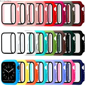 2026new24pcs Vibrant Smart Watch Case with Tempered Glass Screen Protector - Durable Hard PC Bumper Cover, Assorted Colors & Heart-Shaped Cutouts, Compatible with iWatch for Men & Women