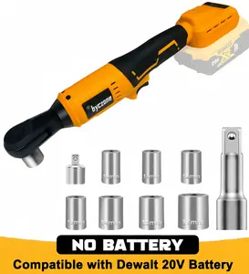 3/8" Brushless Ratchet Wrench Compatible with DEWALT 20V Battery, 74Ft-Lbs Electric Cordless Ratchet, Square Drive Wrench with Variable Speed, 1/4" Adapter, 3" Extension Bar & 7 Sockets (Tool Only)