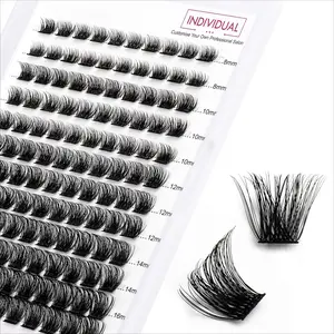 Lash Clusters DIY Eyelash Extensions 144 Clusters Lashes D Curl 0.07 Natural Individual Lash Extensions Mixed Tray False Eyelashes Soft & Strong Thin Band DIY at Home Volume Cluster Lashes (F32-0.07D, 8-16mm)