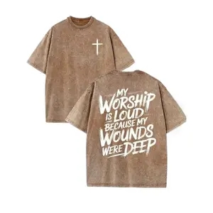 "My Worship Is Loud Because My Wounds Were Deep" Unisex Washed Christian T-Shirt, Vintage Double-Sided Scripture Tee