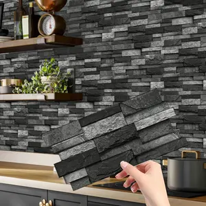 (12pcs/24pcs/48pcs) Peel & Stick Wall Tiles, PVC Waterproof Wall Stickers, Kitchen Bathroom Countertop Decor, Textured Wall Paper, 4.72x9.68 Inches