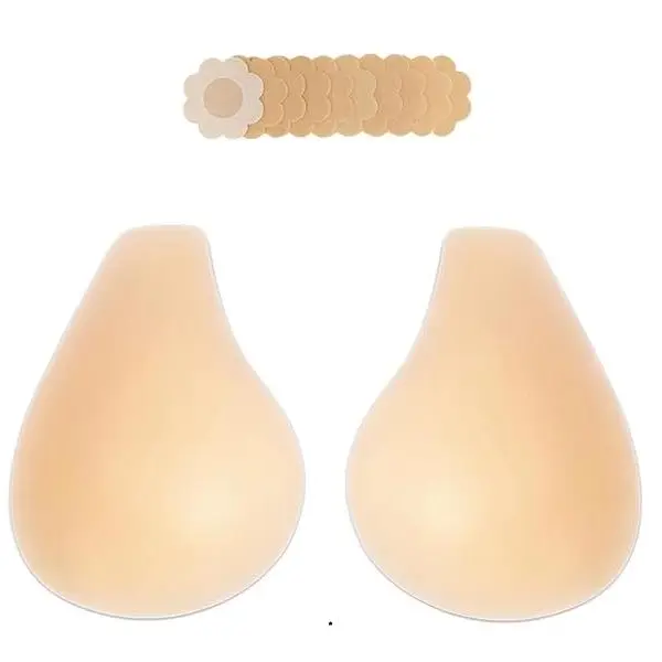 Women's Basic Minimalist Ultra-Thin Seamless Silicone Nipple Covers - Sticky Adhesive Push Up Strapless Underwear, Comfortable Skin-Friendly for Evening Dress, Deep-V Outfits
