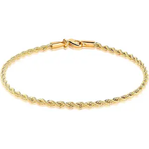 18K Gold Plated Braided Rope Anklet for Women, 10 Inches - Made In Brazil