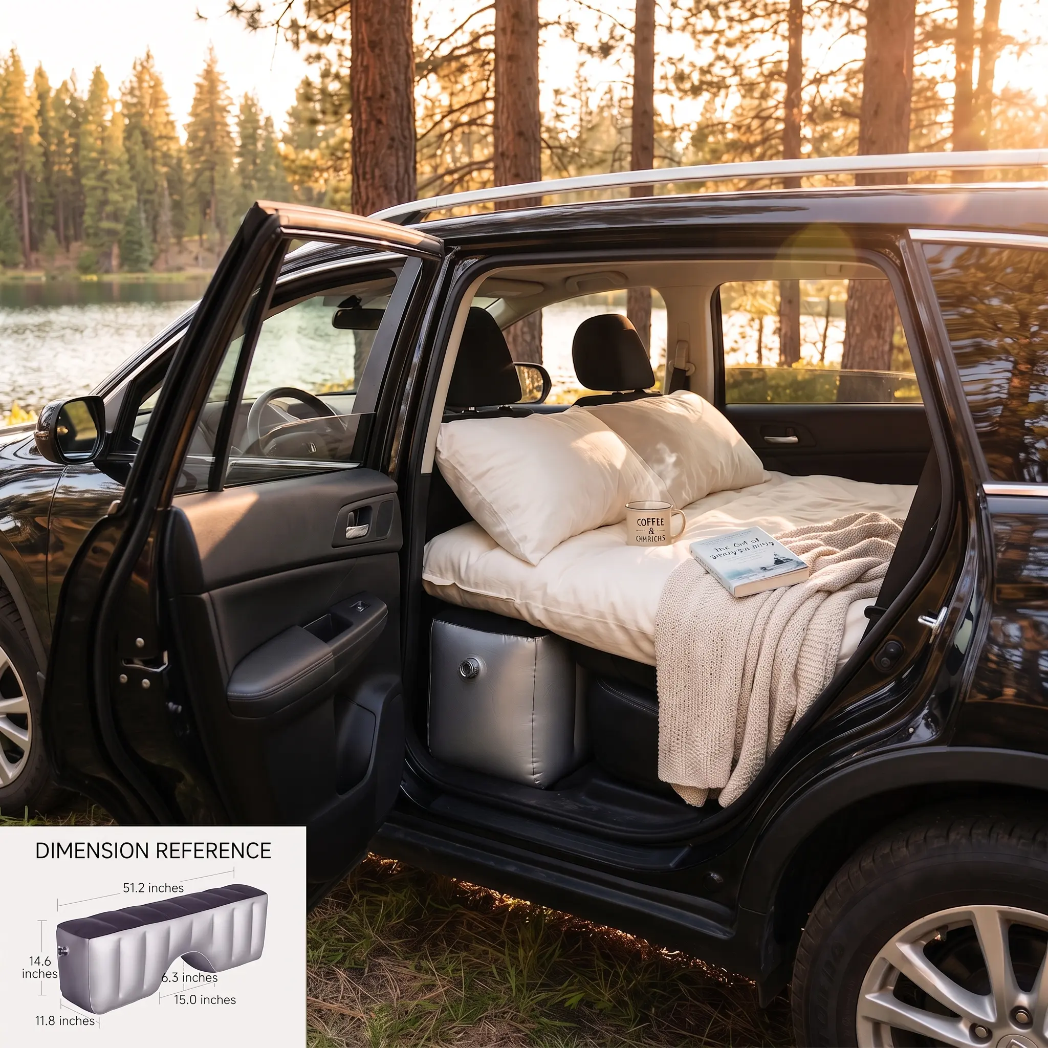 SUV Air Mattress for Car Camping, Inflatable Back Seat Bed for Road Trips, Portable Sleeping Pad for Travel & Outdoor Use