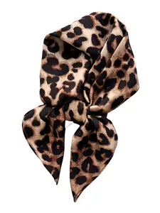 Classic Rust Leopard Print Headscarf Shawl, Lightweight Breathable Material, Elegant Fitted Design, All Seasons Accessory