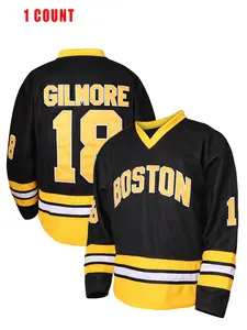 Boston Hockey Jersey Number 18, Embroidered Letters & Numbers, Casual Loose-Fit Sportswear for Fans & Collectors, All Seasons