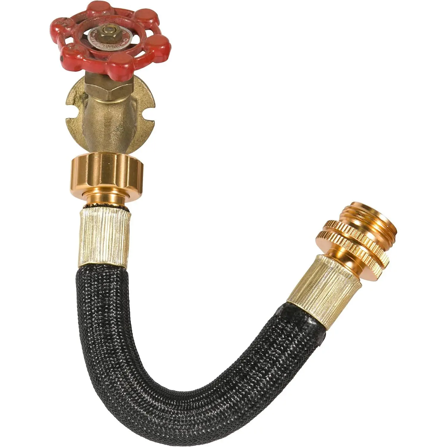 0.8ft Short Length Garden Hose Extension Adapter - Flexible Connector with Integrated Spiral Tube, Aviation Aluminum Alloy, Prevents Leaks, Anti-Aging, Effectively Stops Kinking (1, for Reel/RV), Effectively Stop Kinking