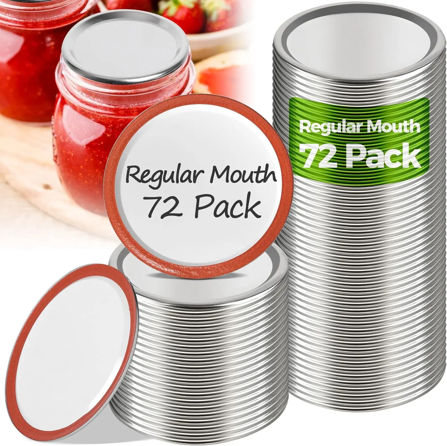 72 count Mason Jar  Regular Mouth, Canning  with  Seal for Pickling, Fermenting, Jam Making,  Storage, Canning Supplies, Fit for 2.75 inches Regular Mouth Mason Jars