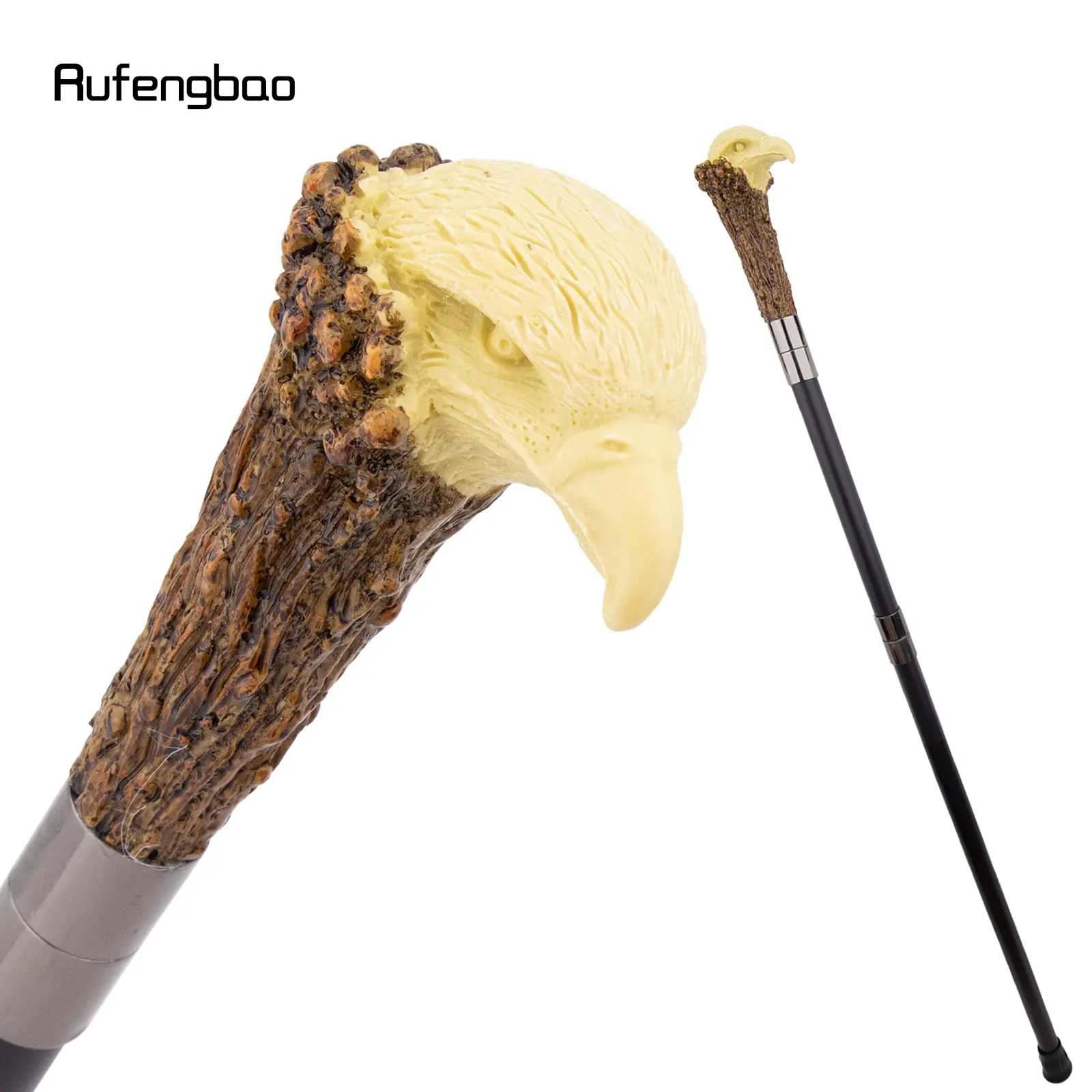 Yellow Resin Eagle Head Tree Root Walking Cane Fashion Decorative Steel Stick Gentleman Elegant Cosplay Cane Knob Crosier 94cm Cosplay Staff Cosplay Props