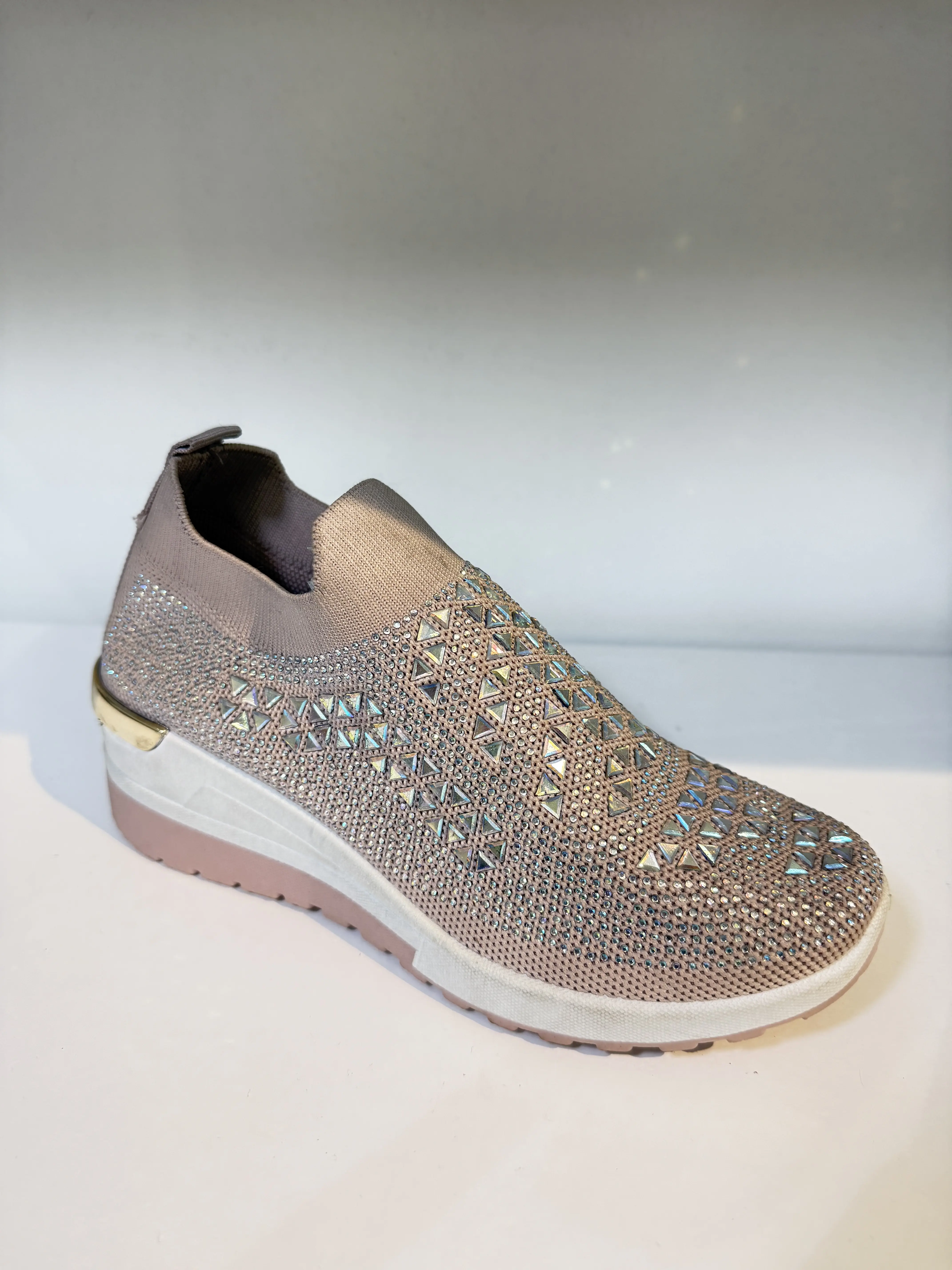 SPARKLY RHINESTONE SLIP ON Wedge SNEAKERS Women