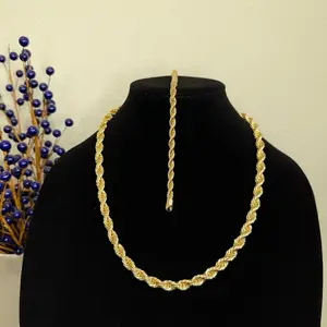 Torsal Chain with Bracelet Set - Gold-Tone Rope Design for Stylish Everyday Wear