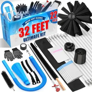 32- Dryer Vent Cleaner Kit, Dryer Vent Cleaning Kit Lint Remover with Dryer Vent Brush, Vacuum Hose Attachment Cleaning Tools, Flexible Lint  Brush, Vacuum & Dryer Adapters