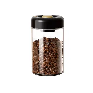 Coffee Bean Storage Jar with One-Way Valve Sealed Lid, Coffee Storage Canisters, Transparent High Borosilicate Glass Coffee Container, Durable & Airtight Design