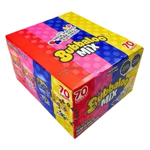 Bubbaloo Mix Sweet Fresa Mora Azul Tutti Fruti Banana Flavors Liquid Filled Bubble Gum Mexican Candy Snack 70 Pieces