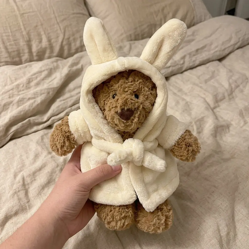 JELLYCAT Bartholomew Bear Bathrobe Plush Soft Teddy Bear with Removable Hooded Bathrobe Cute Collectible Gift for Babies Kids Birthday Baby Shower