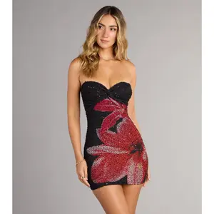 Alora Sequin Beaded Floral Mini Dress