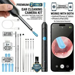 Ear Wax Removal Tool with Camera - Portable Type-C Rechargeable Earpick, Waterproof Endoscope with HD Camera, 360° Wide Angle, Compatible with iPhone & Android, Christmas Gifts, TikTokShopHolidayHaul Wireless WiFi Kit earwax visual earwax removal tool