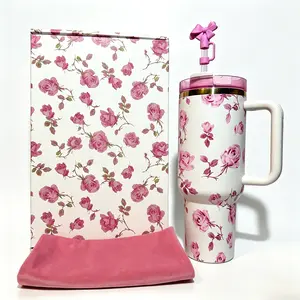 40oz High-Aesthetic Ice Tumbler with Floral Gift Box, Large-Capacity Stainless Steel Insulated Cup