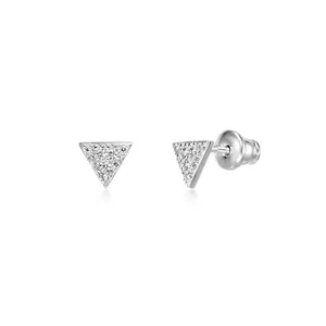 Silver Triangle CZ Stud Earrings - Elegant & Sparkling Jewelry by Lavari Jewelers pretty  studs non  tarnish  jewelry