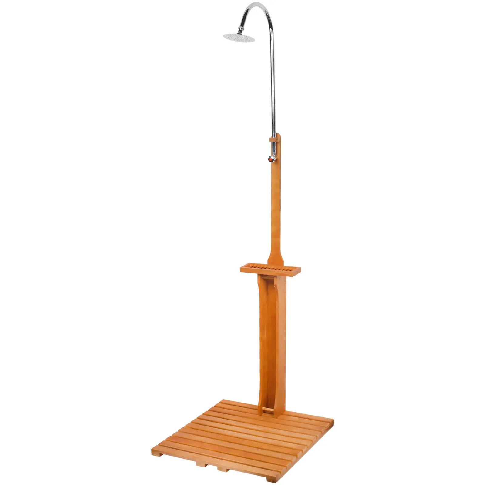 Portable Wood Outdoor Shower Kit with Chassis Board | Outdoor Pool Shower for Backyard Patio Garden, Camping Beach Outside Shower