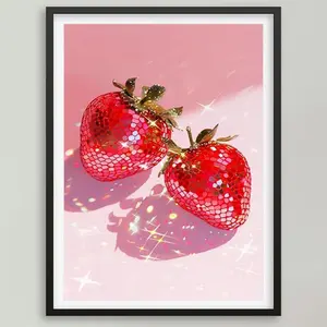 1/2/3/4 PCS Strawberry Diamond Painting Kit Round 5D Gemstone Art Complete Drill Bit DIY Crafts Decoration Gift Diamond Dot 1/2/3/4/6PCS