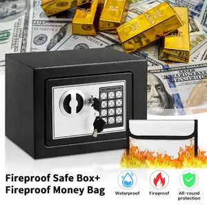 Compact 0.2 cu ft Electronic Safe Box, Black Digital Lock Security Safe with Fireproof Money Bag, Ideal for Home Office Cash, Jewelry and Documents
