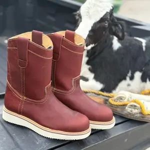 Bota Trabajo suela de rayas Cognac casco