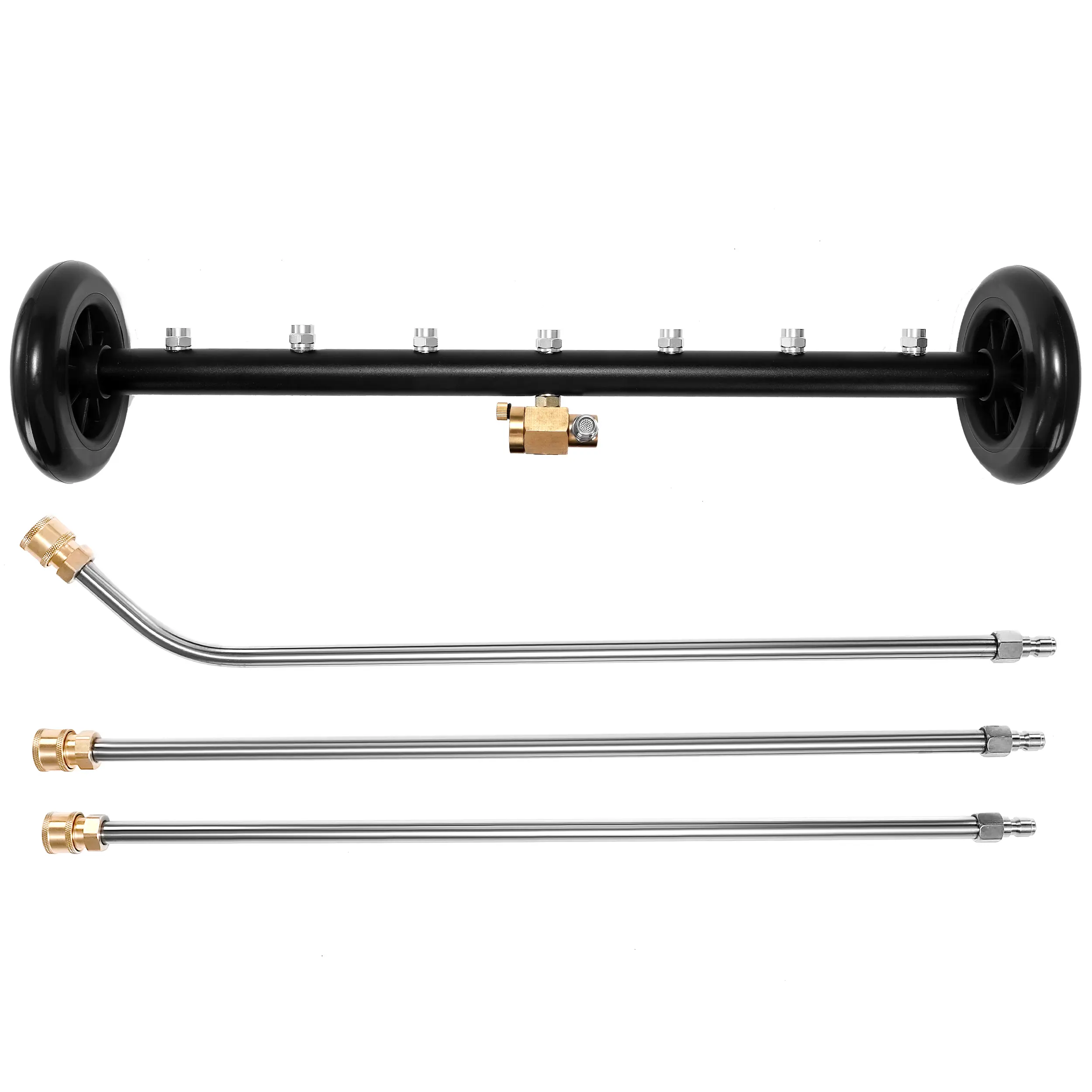 Dual-Mode Undercarriage Pressure Washer Attachment, 24in Quick-Connect Water Broom, 7 Nozzles, 3-Piece Extension Wand, 4000 PSI Car Detailing Accessory [DealsForYouDays], Car Detailing Products, Undercarriage Pressure Washer Attachment Brooms