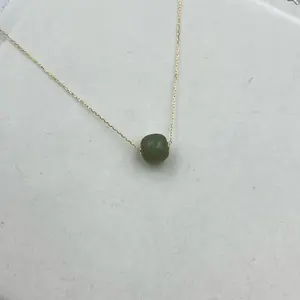 Hetian Jade lulu necklace s925 Yellow gold plated