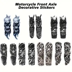 2D Flat Motorcycle Stickers, Helmet Stickers A Pair of Motorcycle Front Axle Decoration Stickers, Motorcycle Shock Absorber Stickers, Dark Gothic Style Patterns, Skull Patterns, Unique Motorcycle Decoration Stickers for Harley Road Glide Universal Models