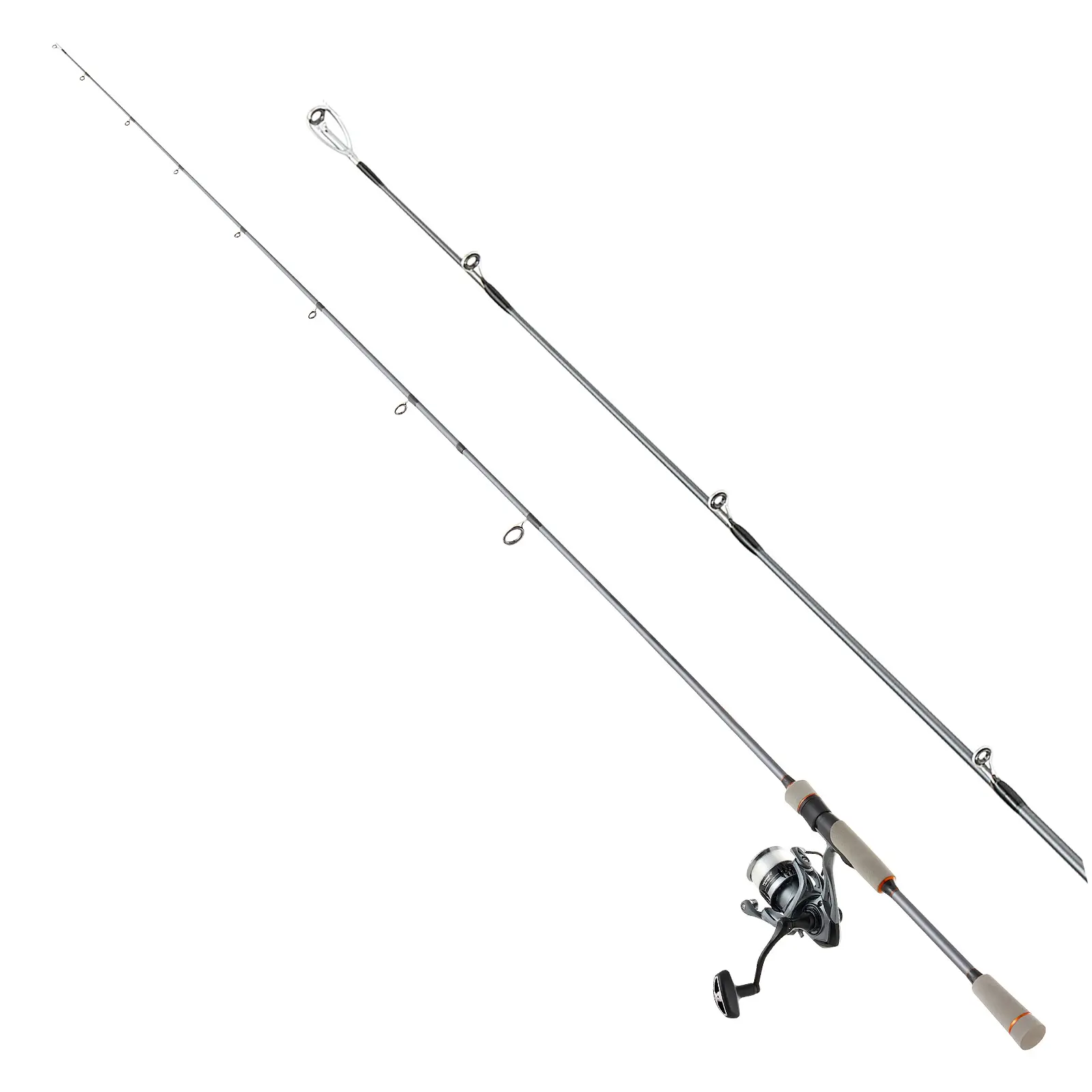 Rod and Fishing Reel Combo, IM6 Fiberglass & Carbon Fiber Spinning Rod and Reel Combo, Bass Fishing Pole with 6.5 ft Two-Piece Rods, 6+1 Ball Bearings, Stainless Steel Guides with Ceramic Rings